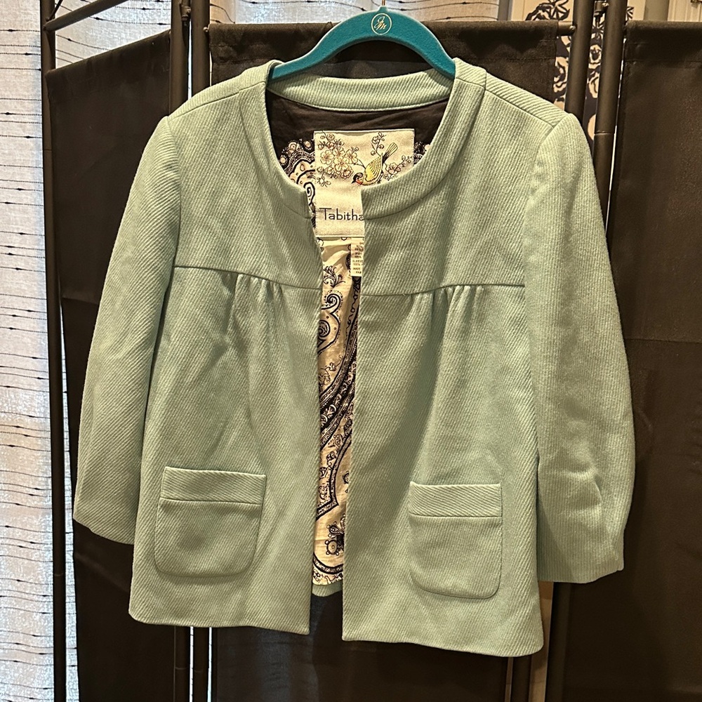 Tabitha Anthropology blue cropped coat